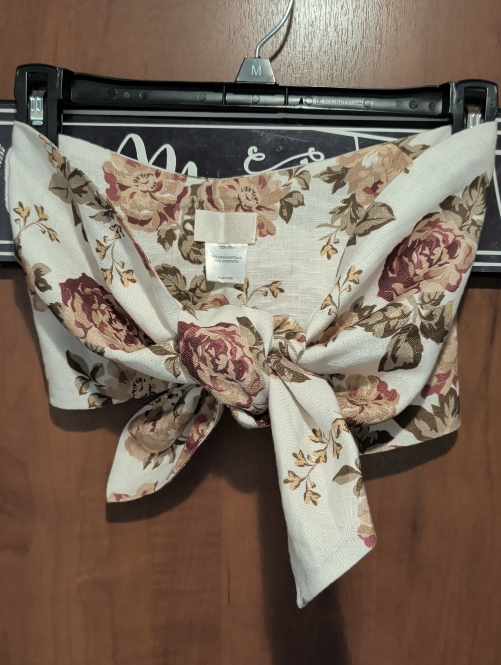 Posse White Floral Linen Front Tie Blouse